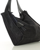 Czarna torba zamszowa ze skóry typu shopper - MARCO MAZZINI