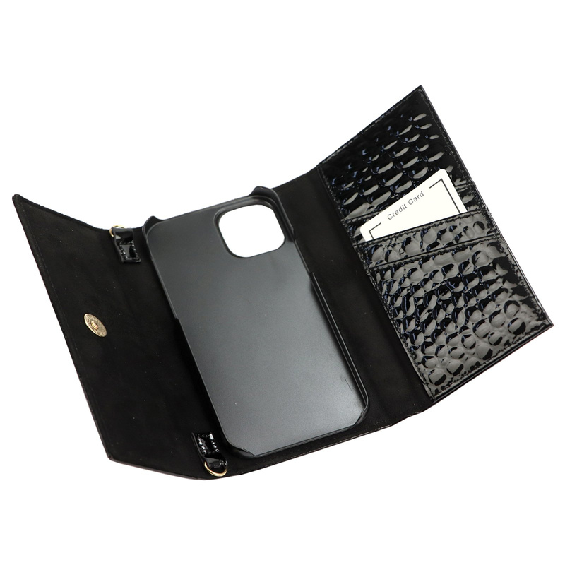 MiaMore etui Iphone 12 PRO case z klapą wzór skóra krokodyla z łańcuszkiem