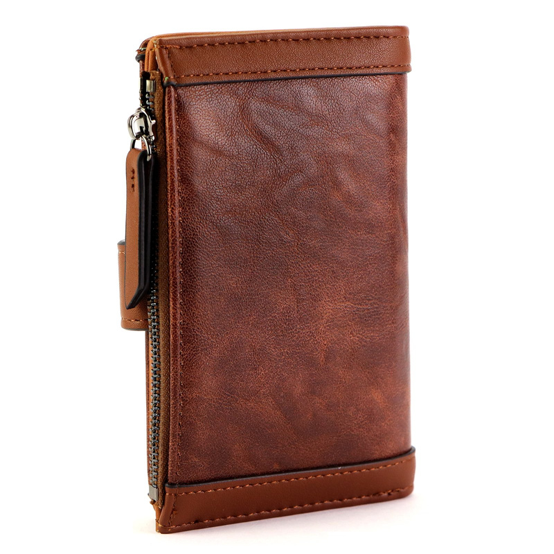 Pionowy duży elegancki Damski portfel ze skóry ekologicznej marki Eslee