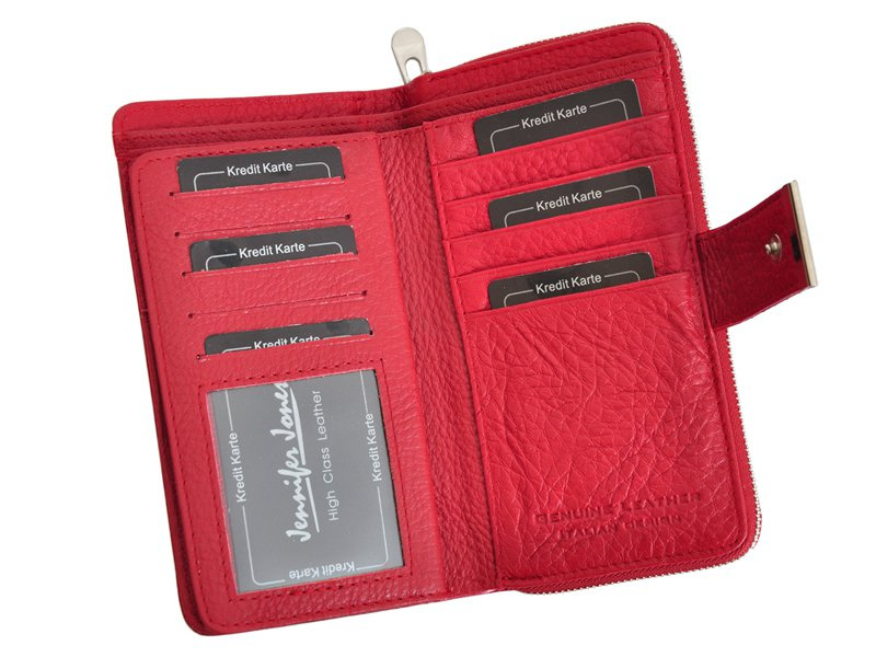 Stylowa Lakierowana duża damska skórzana portmonetka marki Jennifer Jones