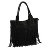 Luka damska shopperbag skórzana zamszowa torebka na ramię z frędzlami