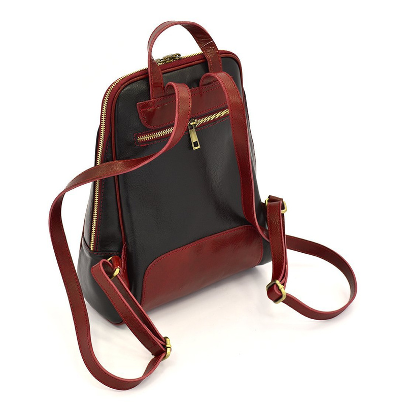 Florence Miejski Damski plecak skóra naturalna z kieszeniami na suwak