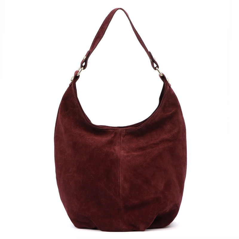 Vera Pelle damska torebka na ramię skóra naturalna zamszowa shopperbag