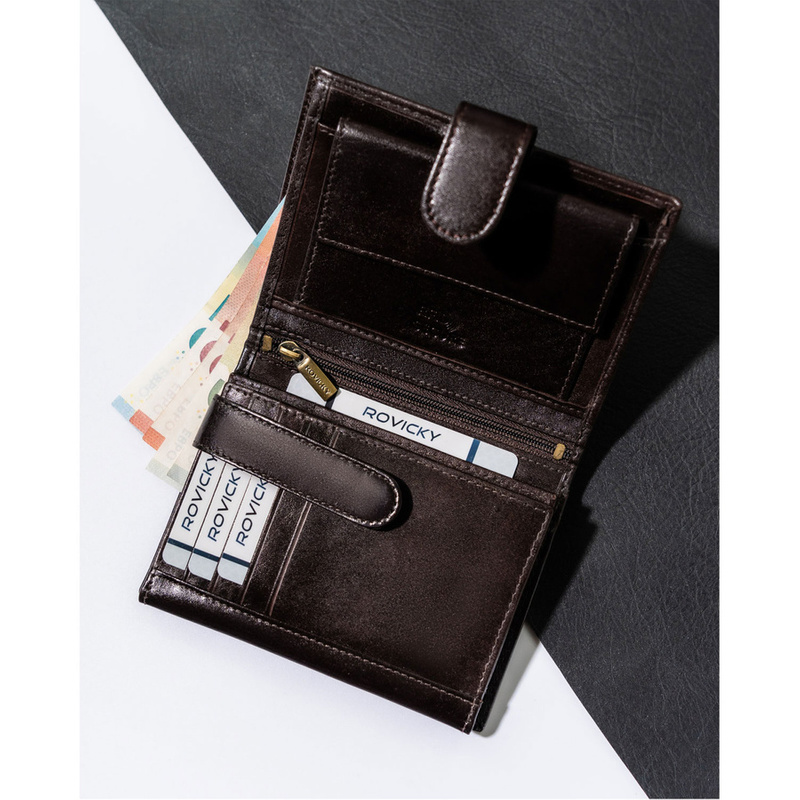 Skórzany męski portfel Rovicky N104L-RVT RFID