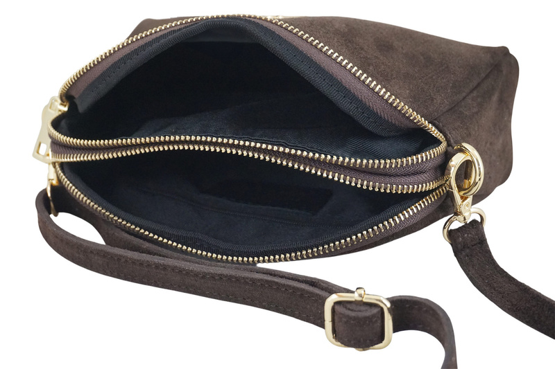 Mała torebka zamszowa wieczorowa - Brązowa ciemna