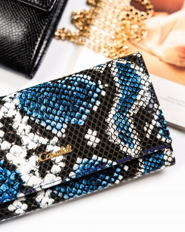 4U Cavaldi damski portfel podłużna duża klasyczna portmonetka skóra węża