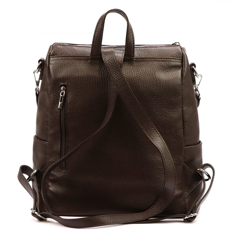 MiaMore Skórzany damski pojemny miejski plecak torebka z kieszeniami