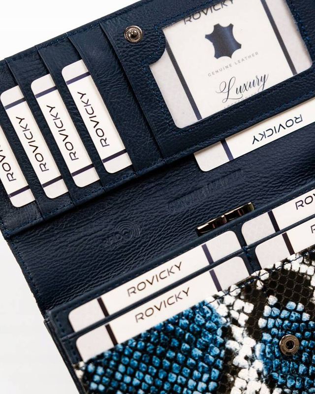 4U Cavaldi damski portfel podłużna duża klasyczna portmonetka skóra węża