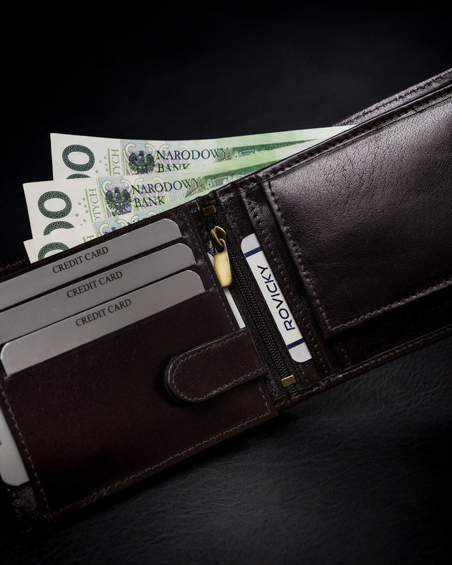 Skórzany męski portfel Rovicky 1567-03-BOR RFID