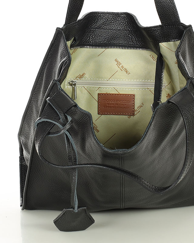 Modna torebka damska skórzany shopper bag - MARCO MAZZINI Portofino Max czarny