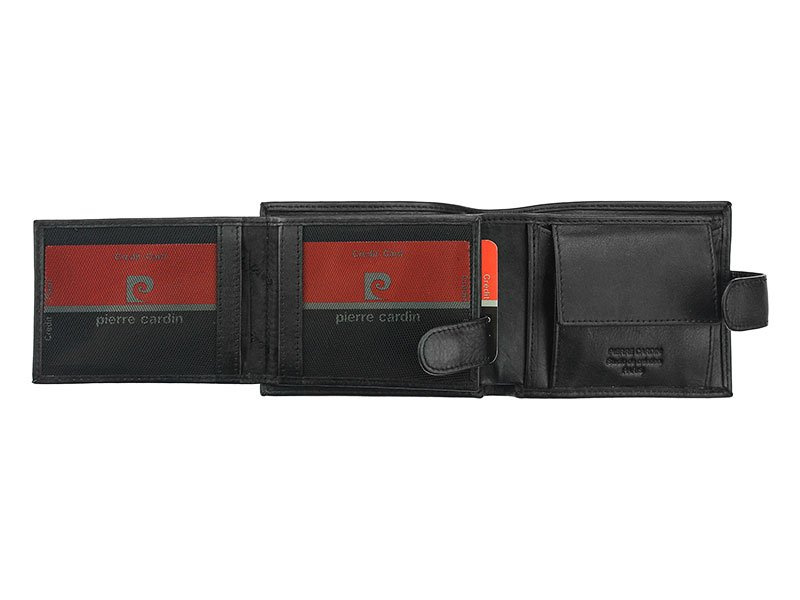 Rozbudowany pojemny zapinany Skórzany męski portfel Pierre Cardin z RFID