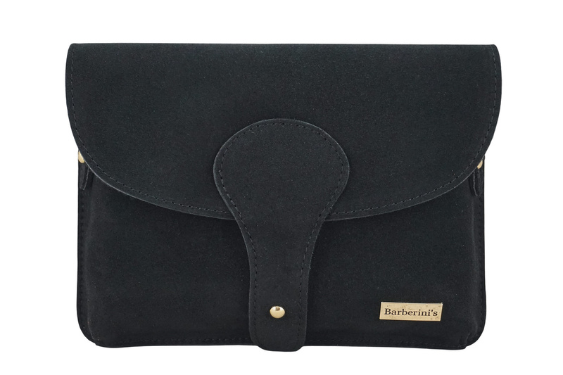 Zamszowa listonoszka na szerokim pasku - Czarna