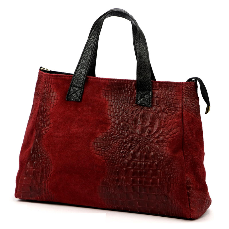 Luka duży damski kuferek skóra naturalna torebka z paskiem i kieszenią