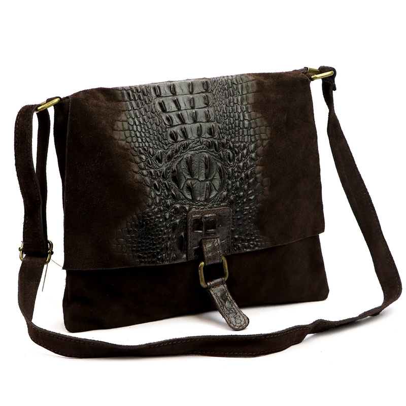 Vera Pelle damska listonoszka skórzana torebka na ramię skóra krokodyla