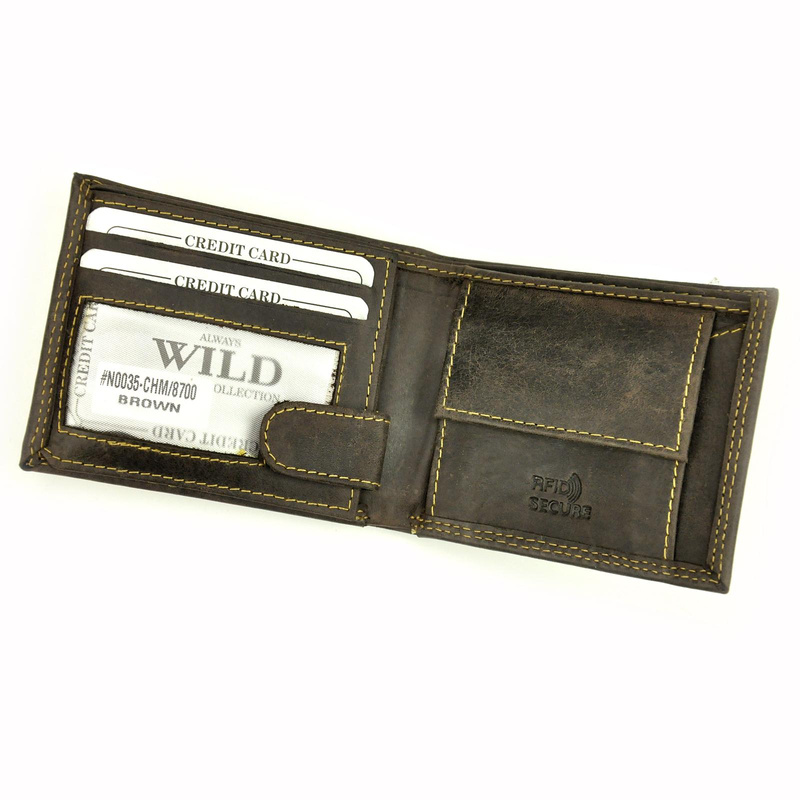 Skórzany męski portfel Wild N0035-CHM RFID