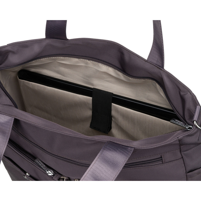 Pojemna torba damska w szarym kolorze z przegrodą na laptopa wykonana z poliestru - Peterson