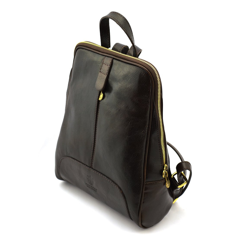 Florence Miejski Damski plecak skóra naturalna z kieszeniami na suwak