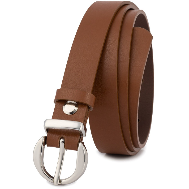 Skórzany pasek damski do spodni sukienki brązowa skóra nat 1,8 cm Beltimore O21 : Kolory - brązowy, beżowy, Rozmiar pasków - r.110-125 cm