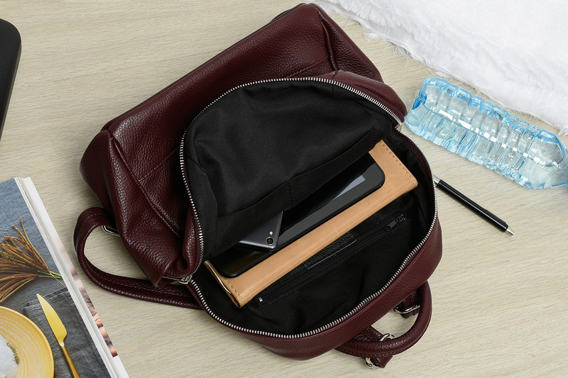 Pudrowy róż Włoski Plecak Skórzany A4 damski pojemny solidny C78