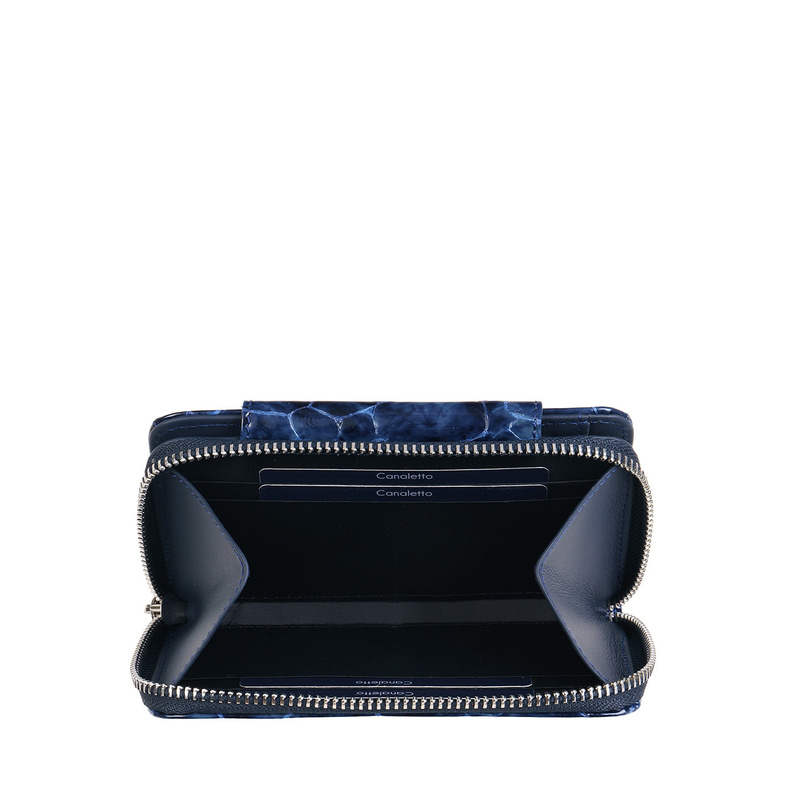 Damski portfel skórzany Canaletto – granatowy lakierowany z RFID | Elegancja i bezpieczeństwo PD1445s286 RFID