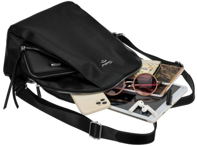 Klasyczny plecak damski ze skóry ekologicznej z usztywnianym dnem — David Jones