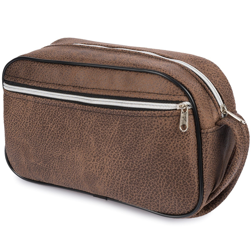 Kosmetyczna podróżna saszetka elegancka uniseks brąz nubuk Beltimore R25