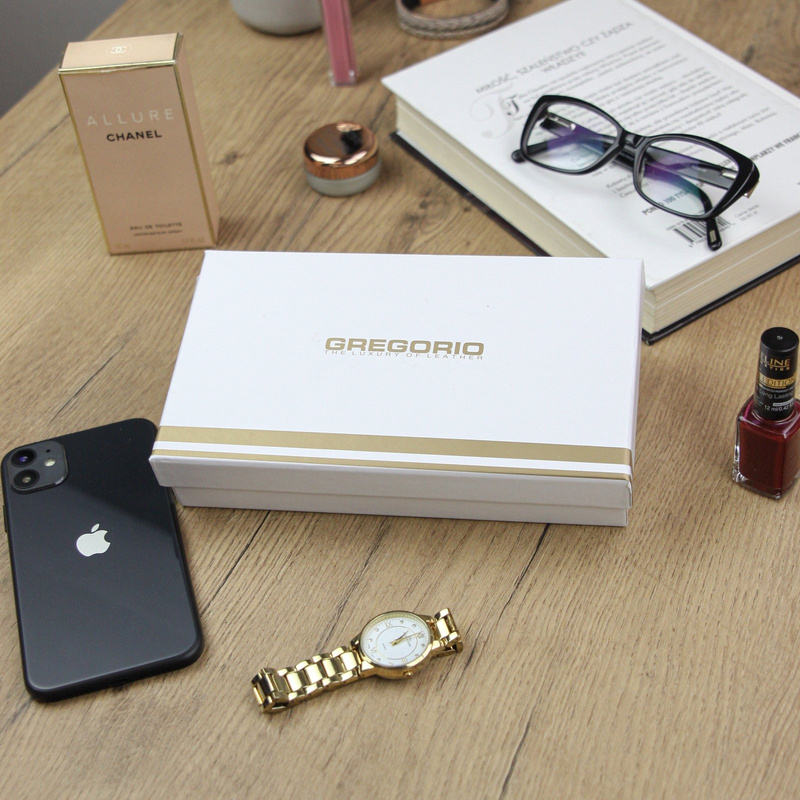 Gregorio damski portfel lakierowany skórzany wzór skóra krokodyla pojemny