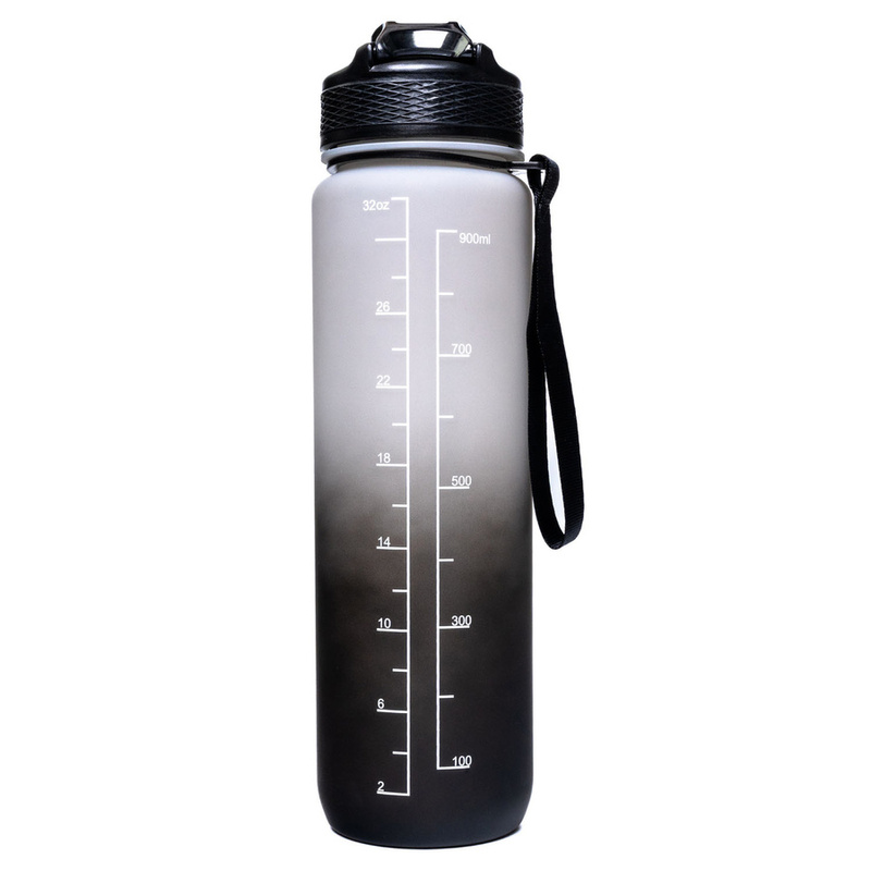 Bidon o pojemności 1000ml w biało-czarnym kolorze ze słomką - Peterson