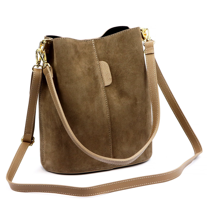 Luka Skórzana Zamszowa damska listonoszka z organizerem torebka przez ramię