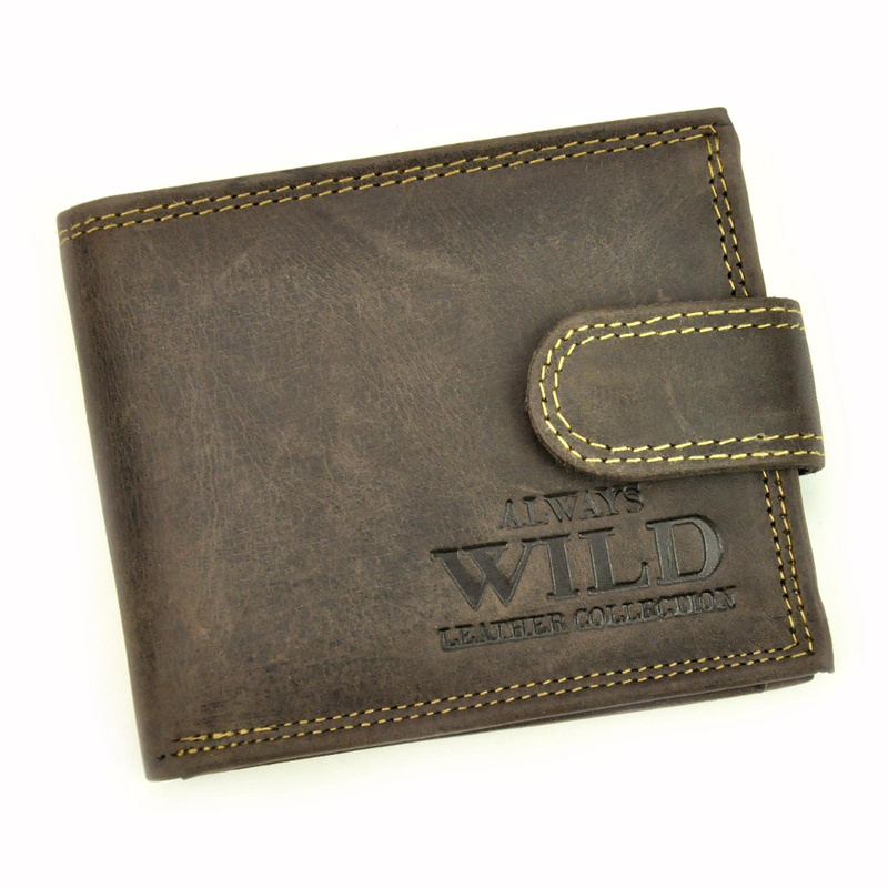 Skórzany męski portfel Wild N0035L-CHM RFID