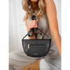 Listonoszka damska crossbody beżowo - czarna ze skóry naturalnej i płótna canvas Peterson