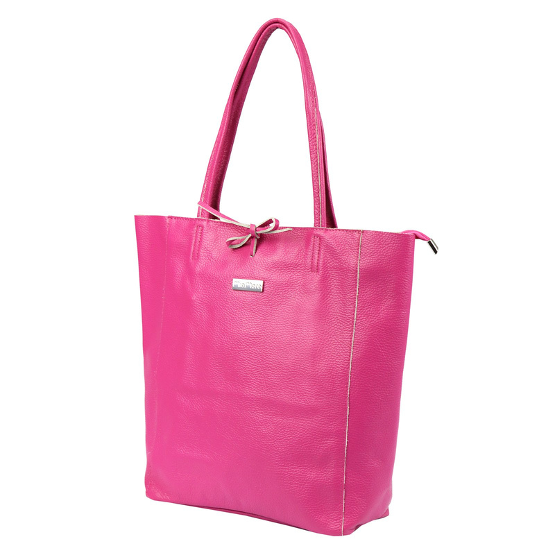Skórzana damska shopperbag z kieszenią od MiaMore