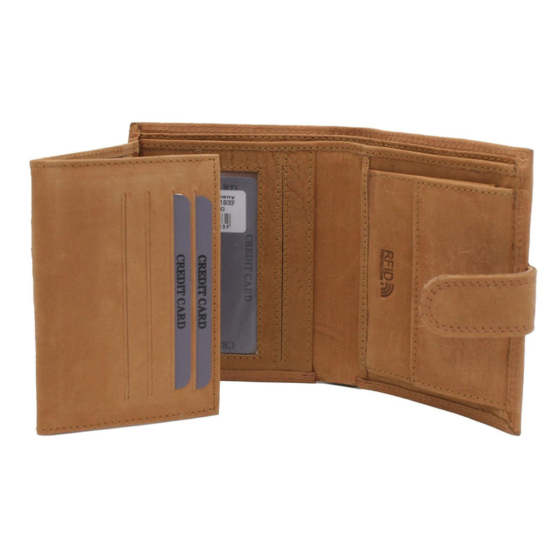 Wild męski portfel skóra naturalna rozbudowany pionowy zamykany na zatrzask