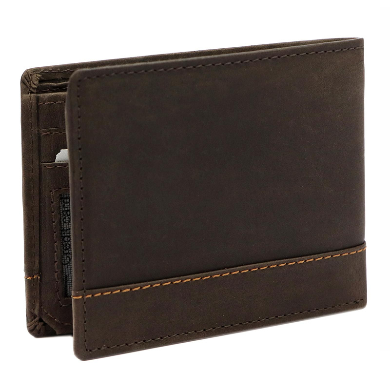 Nordee męski portfel skóra naturalna składany pojemny kompaktowy