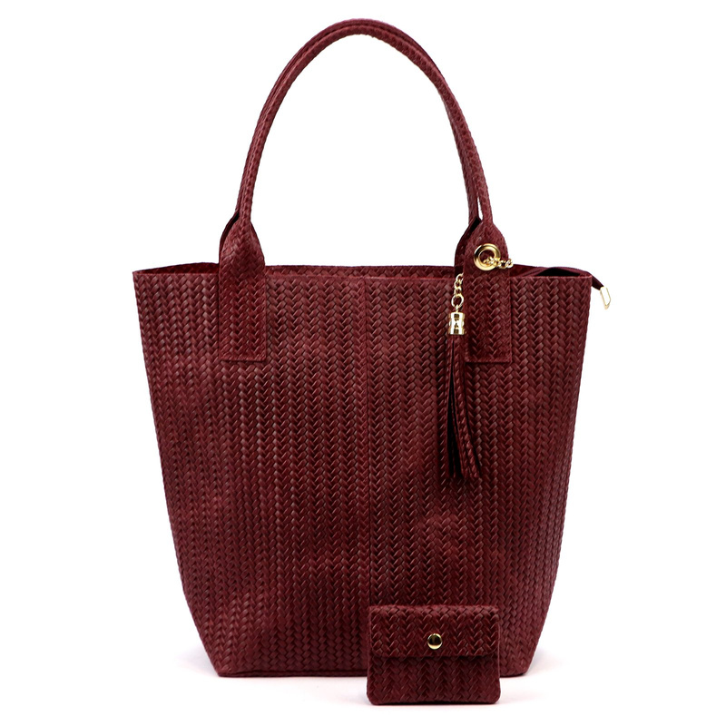 Vera Pelle damska shopperbag z dwoma etui torebka portfel skóra naturalna