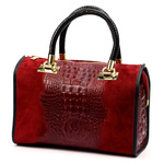 Vera Pelle Damski kuferek wzór skóra krokodyla torebka skórzana do ręki