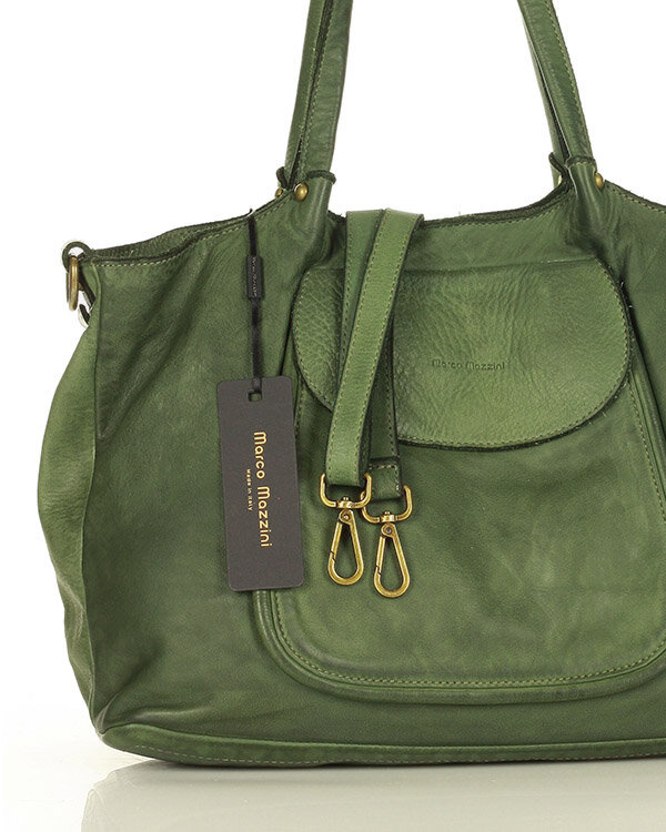 MARCO MAZZINI Torebka skórzana shopper bag ispirato dalla natura brąz