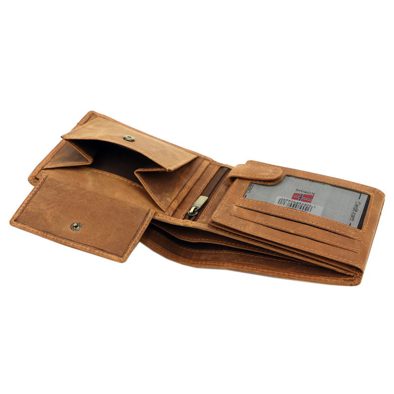 Nordee składany męski portfel skóra naturalna rozbudowany bez zapięcia