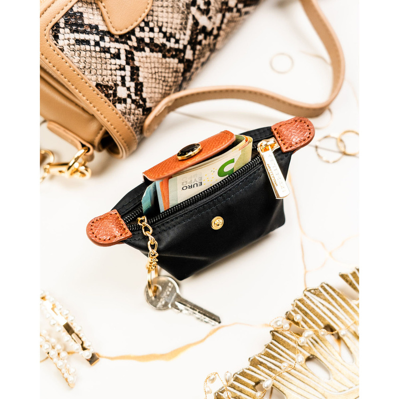 Czarne etui na klucze z poliestru i skóry ekologicznej zamykane na zatrzask i suwak - Peterson