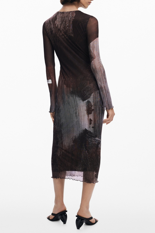 D�UGA SUKIENKA DAMSKA DESIGUAL W KOLORZE BR�ZOWYM