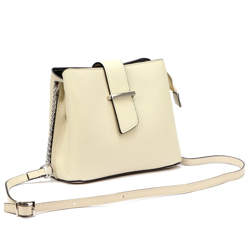 Luka damska listonoszka na ramię skóra naturalna elegancka dwukomorowa