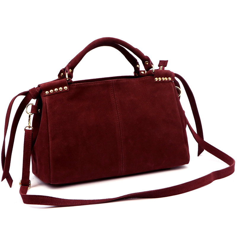 Vera Pelle skórzana zamsz damska listonoszka na ramię kuferek z organizerem