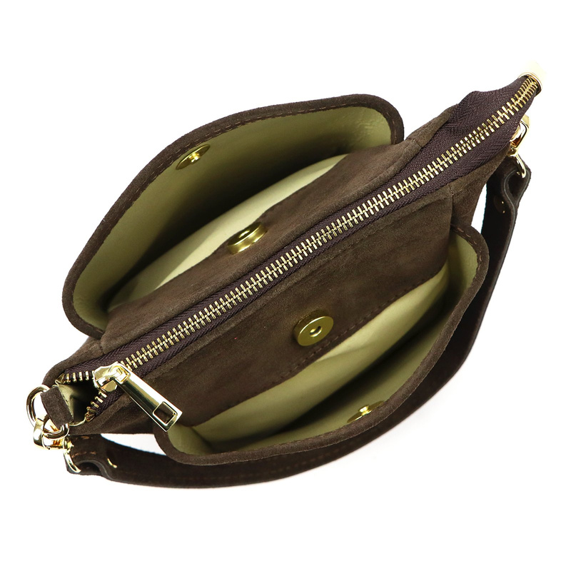 Vera Pelle damska listonoszka torebka na ramię skóra naturalna zamszowa