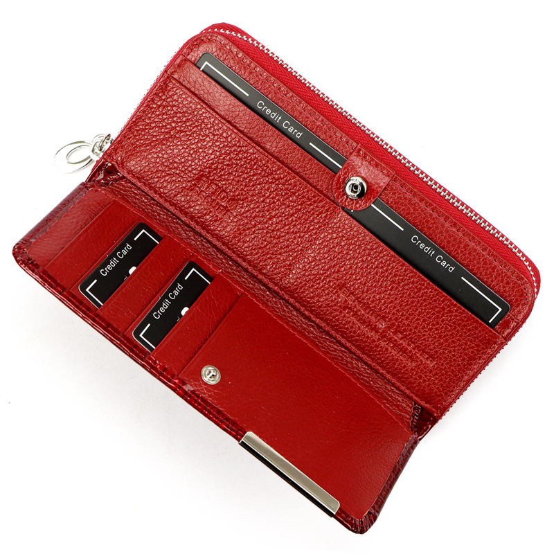 Skórzany duży lakierowany damski portfel Gregorio