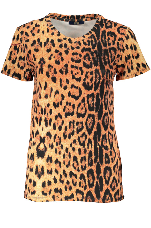 T-SHIRT DAMSKI Z KRÓTKIM RĘKAWEM KLASY CAVALLI POMARAŃCZOWY