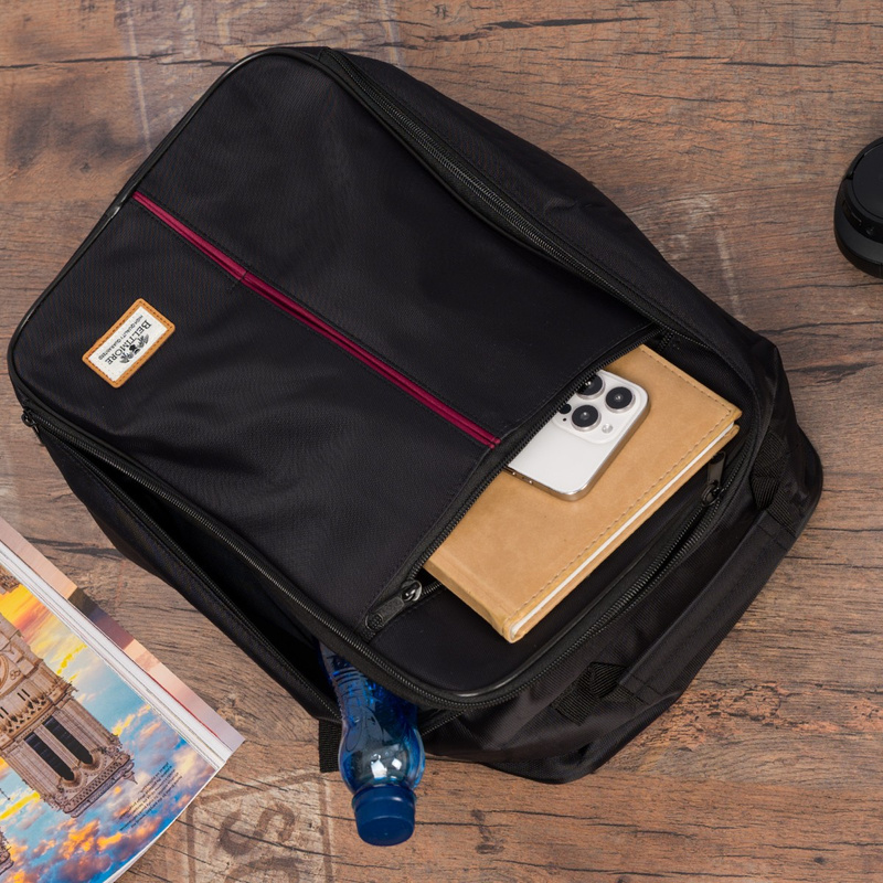 Plecak Podróżny Lekki Bagaż Podręczny Samolotowy Ryanair Wizzair Beltimore czarno bordowy Q77