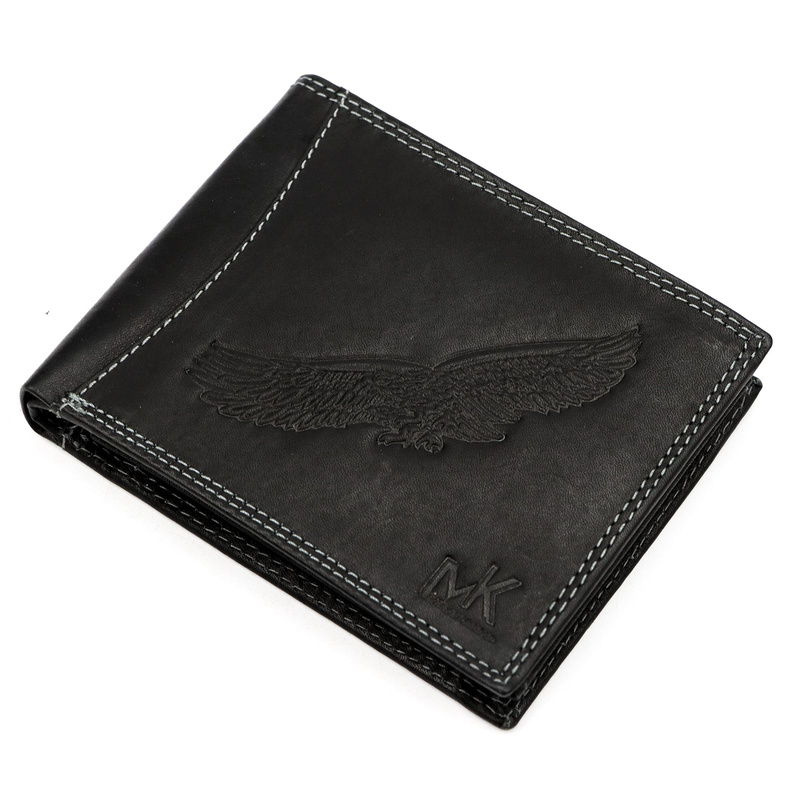 Money Kepper męski portfel skóra naturalna rozbudowany wzór ptak