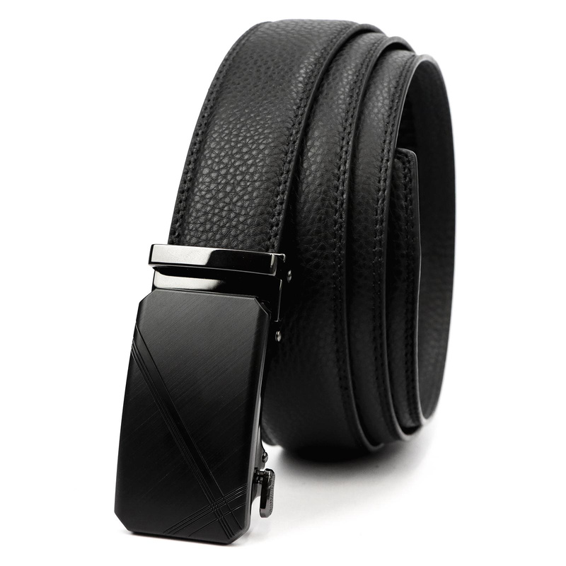 Nordee męski pasek do spodni ze skóry naturalnej samozaciskowa klamra