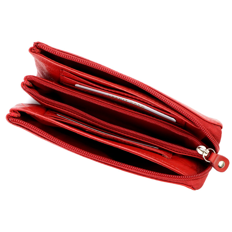 Gregorio Portfel Damski Skórzany Podłużny Na Suwak Saszetka pojemna