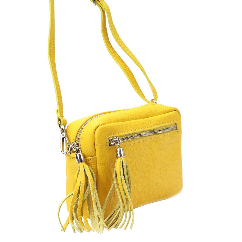 Damska listonoszka torebka Skórzana z brelokiem frędzlem i kieszeniami Luka